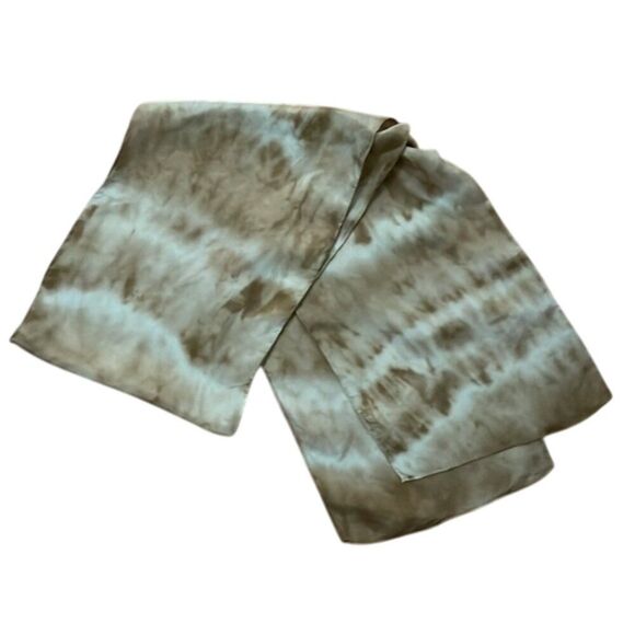 Artisan Black Walnut Eco-Dyed Silk Scarf by Winkie Allen Wearable Art 52x8 in - Picture 3 of 8